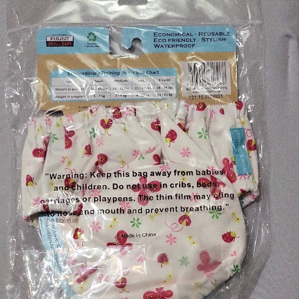 Charlie Banana White Diaper Cover with Pink Floral Pattern